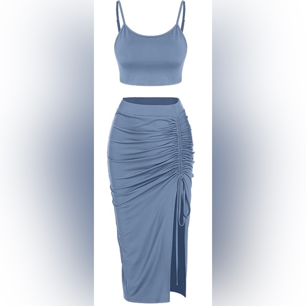 ZAFUL 2 Pieces Skirt with Crop Tank, High-Slit Twist Skirt Set (NEW WITH TAGS)